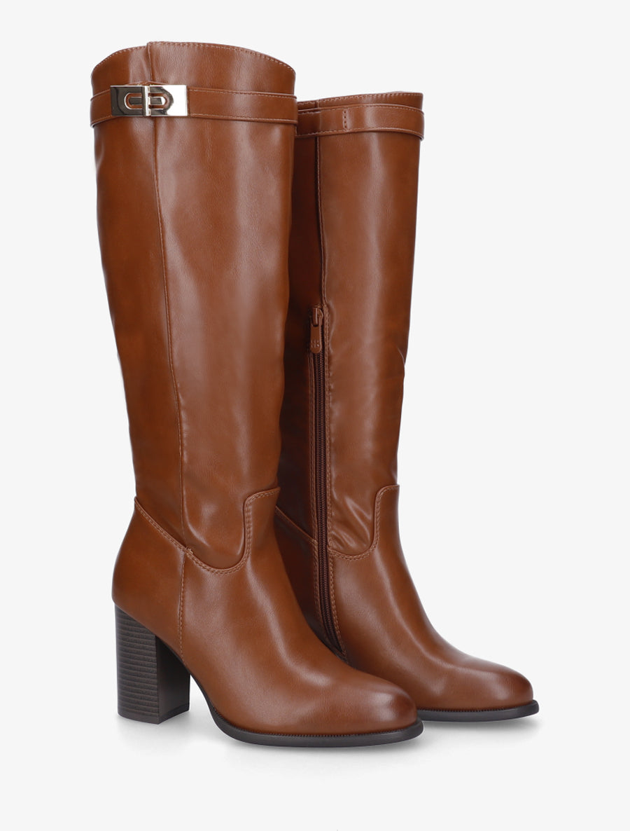 Bottes à talon en simili Camel Inspee