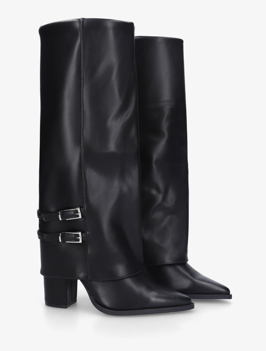 Bottes à revers et double sangles - Noir - 4
