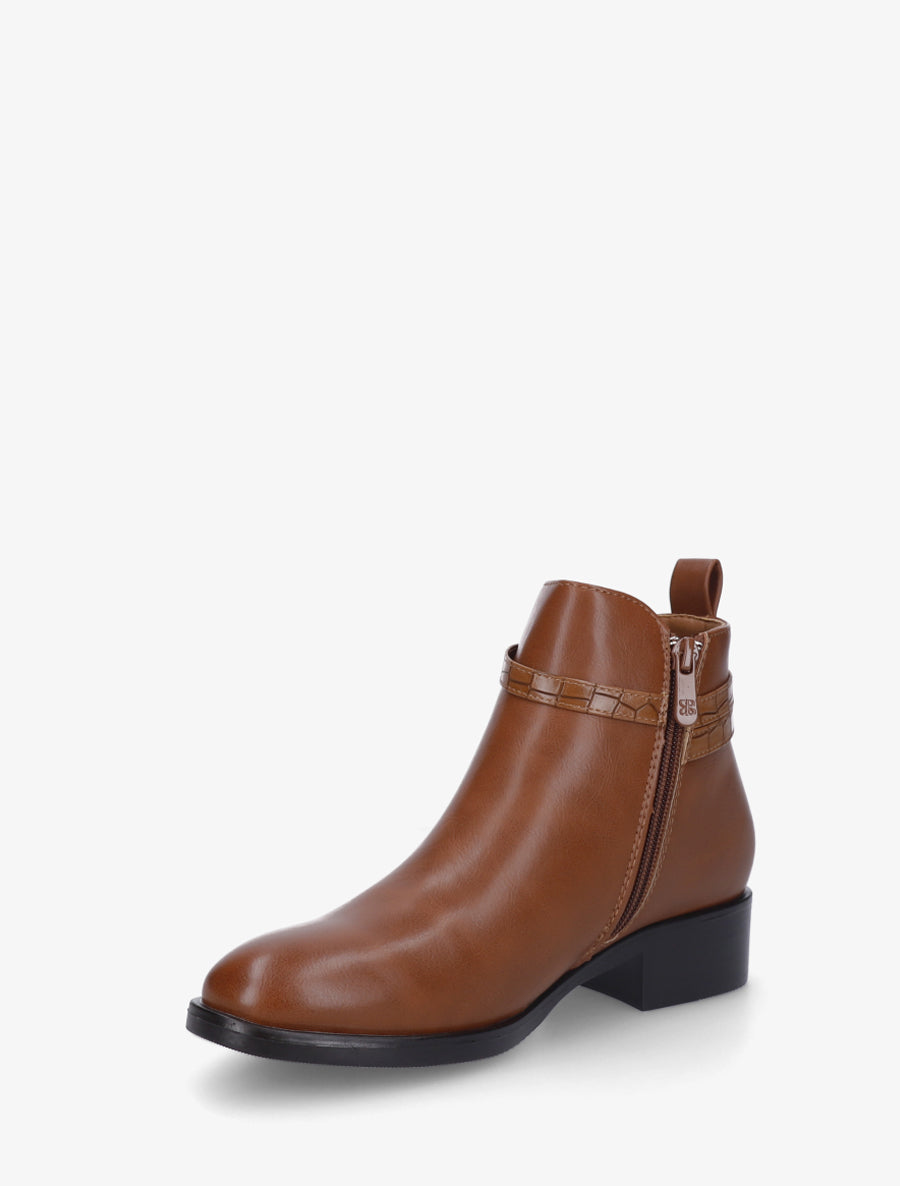 Bottines en simili à lannière imprimé croco - Camel - 3