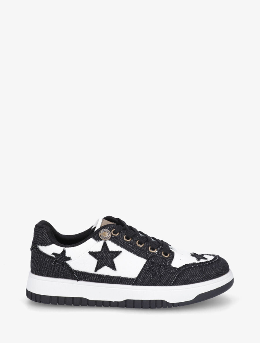 Sneakers à motifs étoiles et jean - Noir - 1