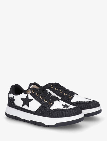 Sneakers à motifs étoiles et jean - Noir - 4