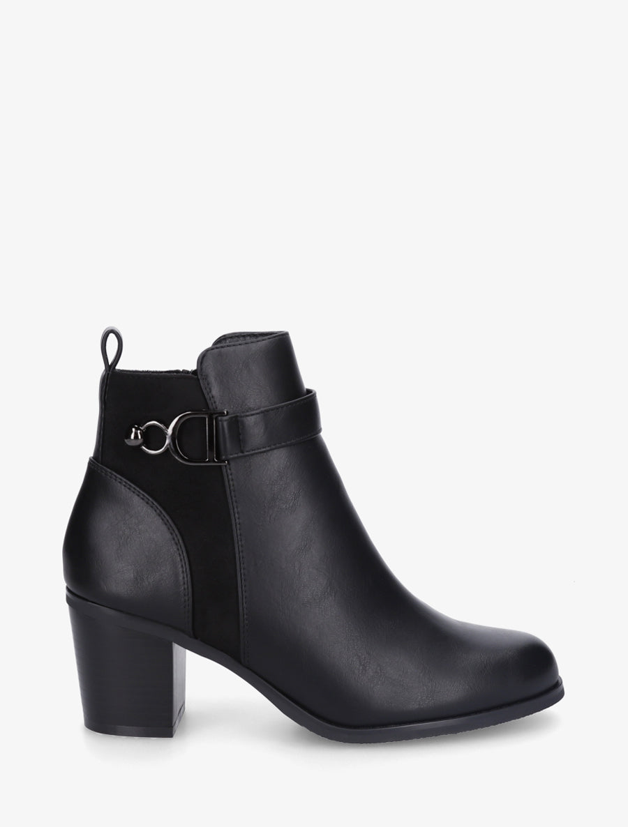 Bottines bimatière à bride latérale - Noir - 1