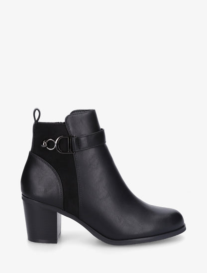 Bottines bimatière à bride latérale - Noir - 1