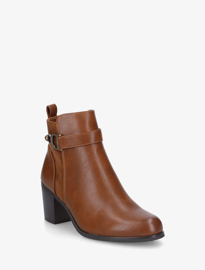 Bottines bimatière à bride latérale - Camel - 2