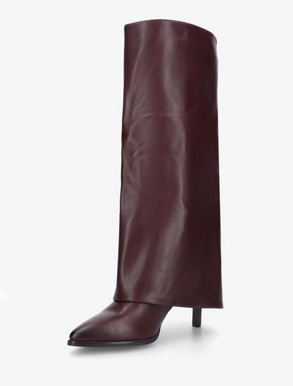 Bottes à revers et talon aiguille - Lie de vin - 3