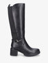 Bottes élastiquées en simili à boucle - Noir - 1