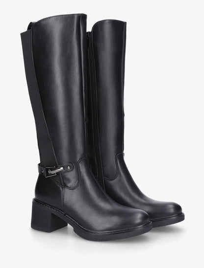 Bottes élastiquées en simili à boucle - Noir - 4
