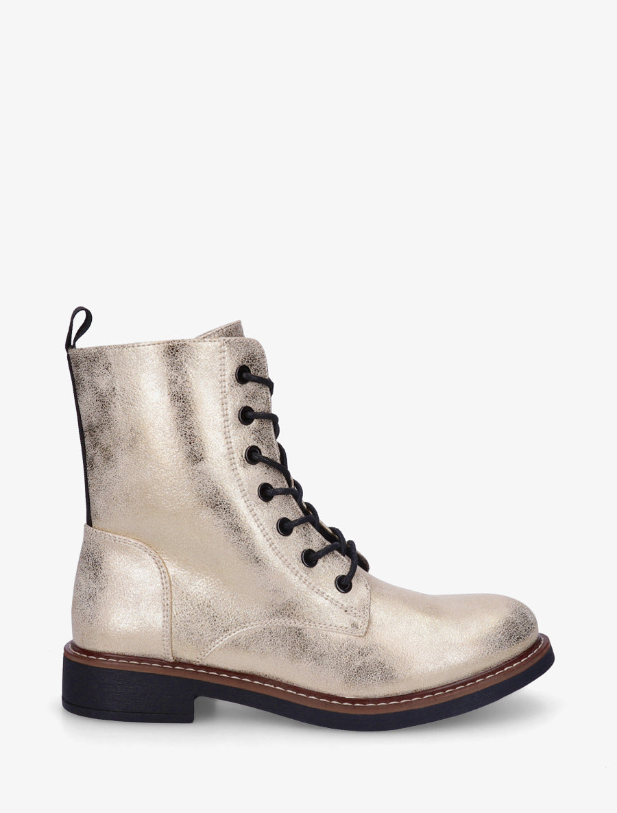Bottines bi-matière à boucle métallique fantaisie - Camel Bottines bi-matière à boucle métallique fantaisie - Camel