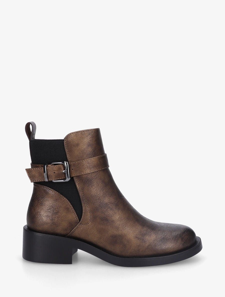 Bottines plates en simili - Bronze - 1