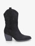 Bottines montantes style santiag - Noir - 1