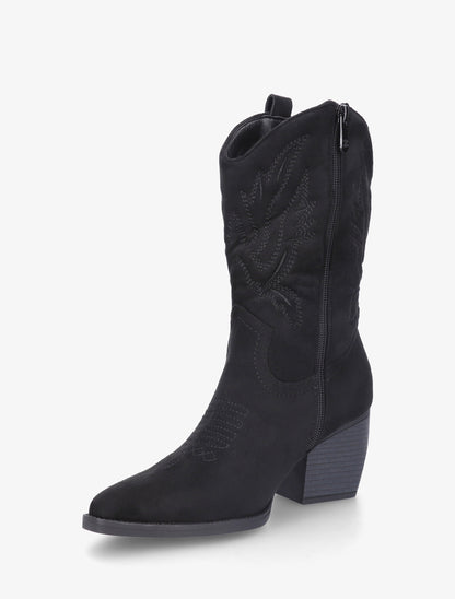 Bottines montantes style santiag - Noir - 3