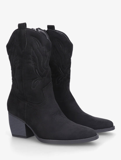 Bottines montantes style santiag - Noir - 4