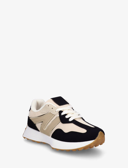 Baskets bimatière à semelle stylisée - Noir - 2