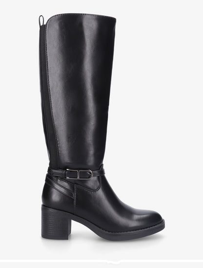 Bottes élastiquées en simili - Noir - 1