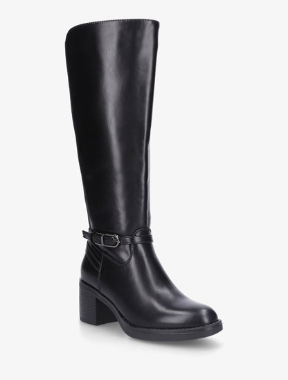 Bottes élastiquées en simili - Noir - 2