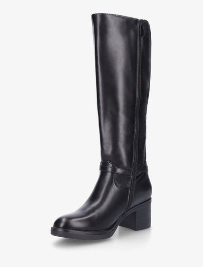 Bottes élastiquées en simili - Noir - 3