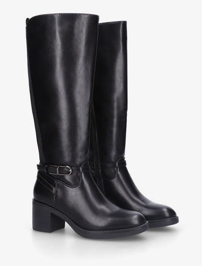 Bottes élastiquées en simili - Noir - 4