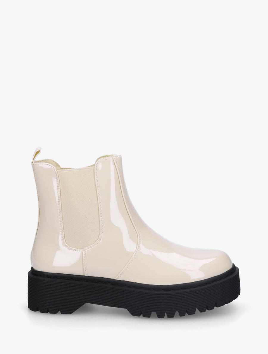 Bottines vernies style chelsea - Beige - 1