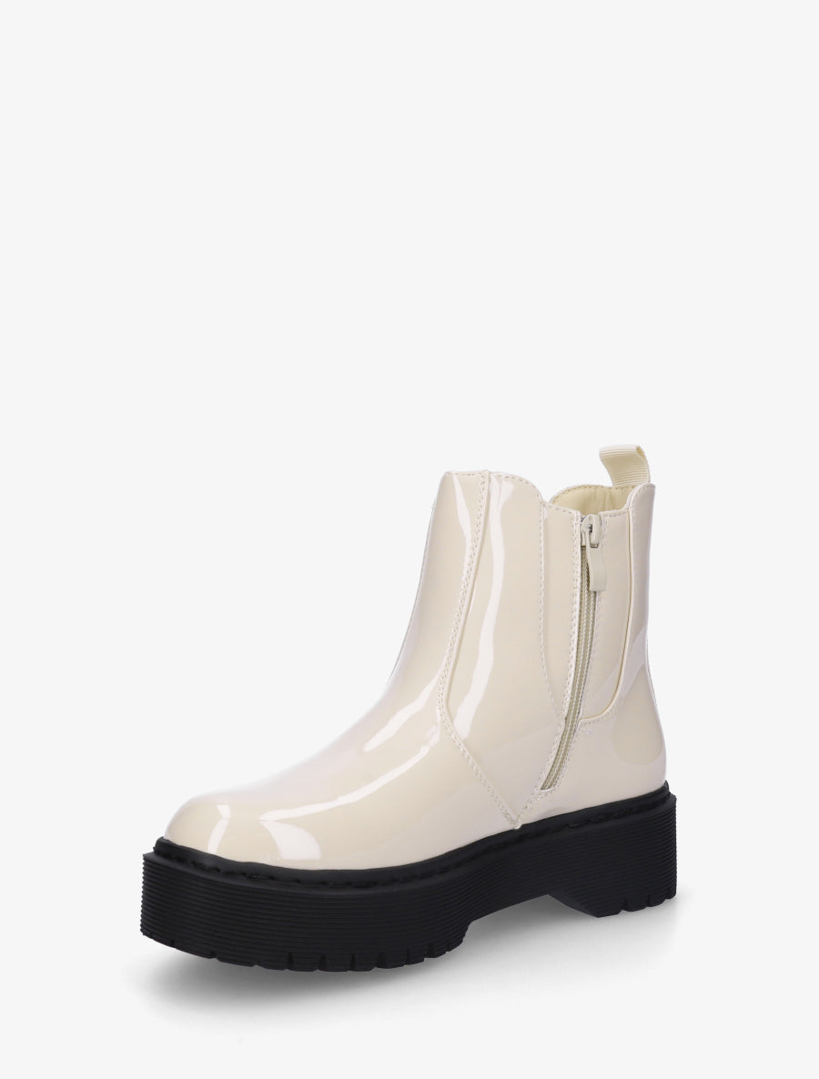 Bottines vernies style chelsea - Beige - 3