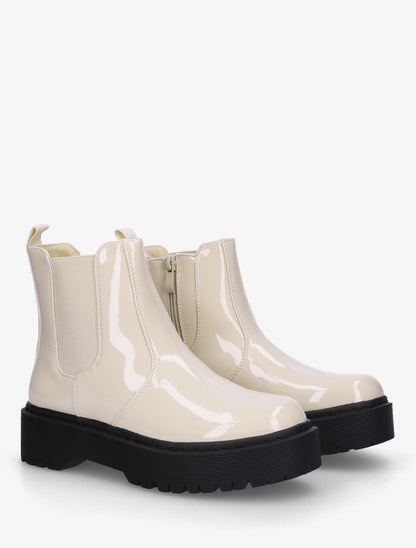 Bottines vernies style chelsea - Beige - 4