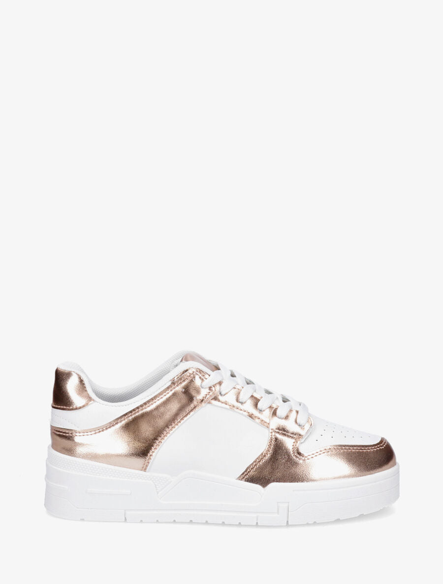 Baskets bicolore en simili nacré - Rose gold - 5