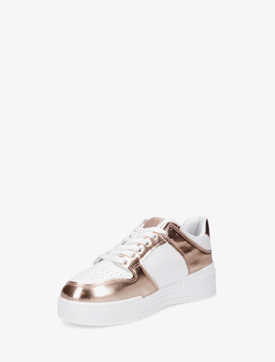 Baskets bicolore en simili nacré - Rose gold - 3