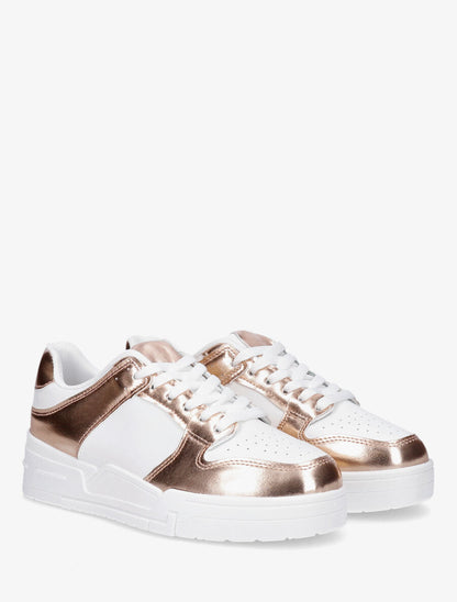 Baskets bicolore en simili nacré - Rose gold - 4