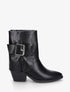Bottines en simili à revers et ceinturon - Noir - 1