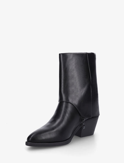 Bottines en simili à revers et ceinturon - Noir - 3