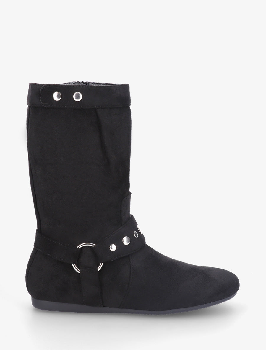 Bottes plates en suédine - Noir - 1