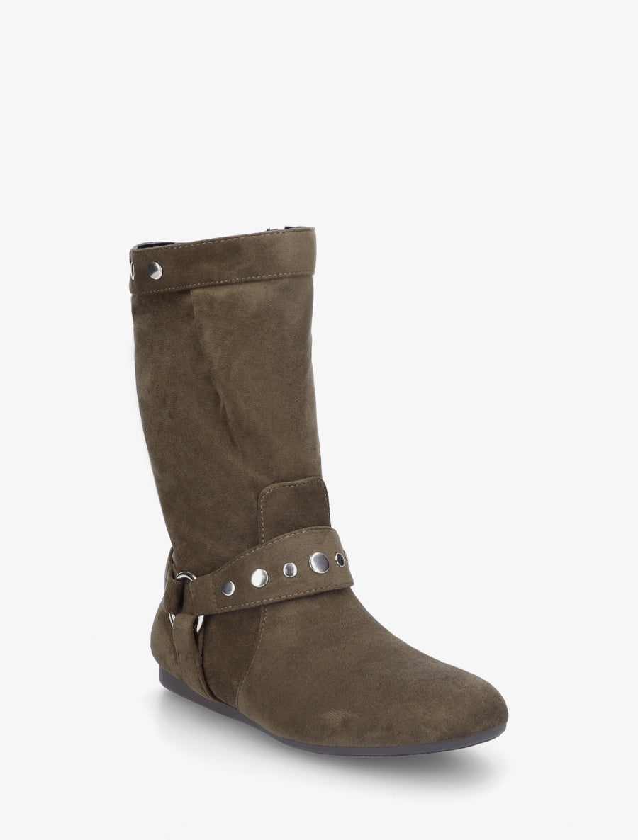 Bottes plates en suédine - Kaki - 2