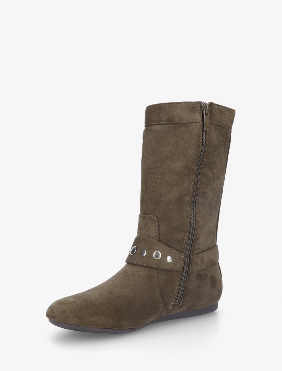 Bottes plates en suédine - Kaki - 3