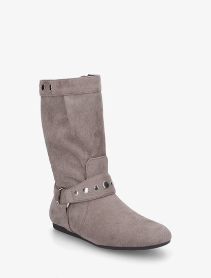 Bottes plates en suédine - Taupe - 2