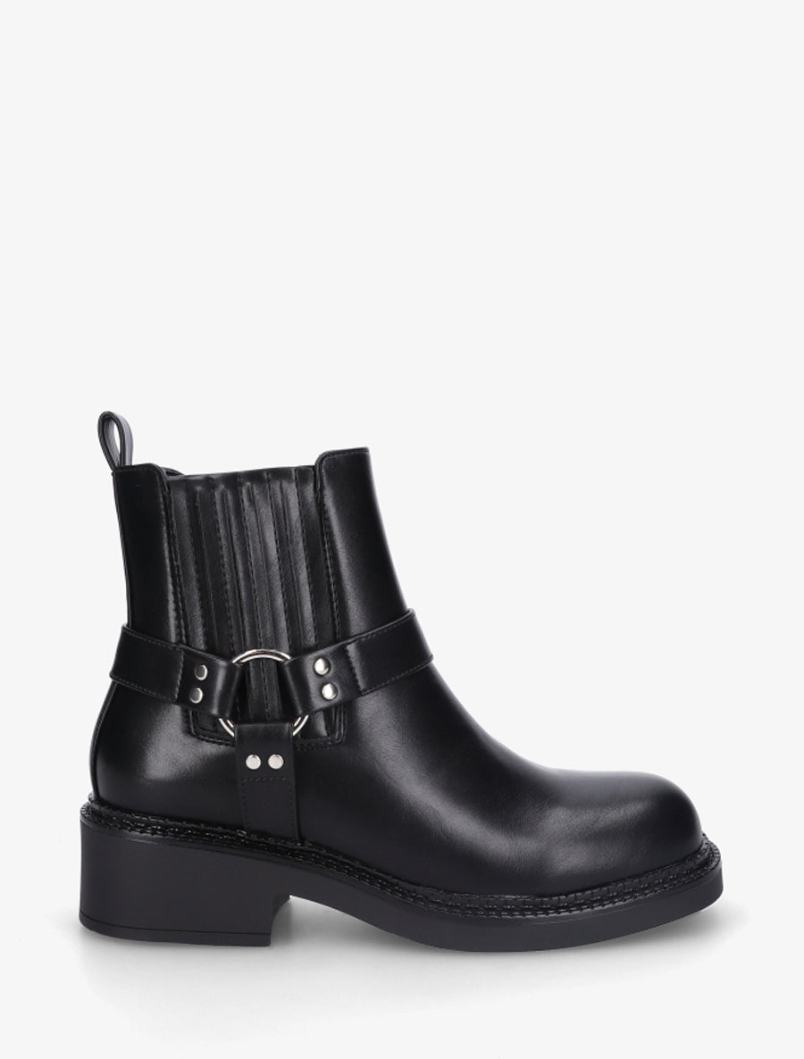 Bottines en simili style chelsea à ceinturon - Noir - 1