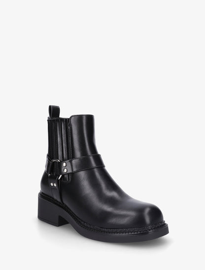 Bottines en simili style chelsea à ceinturon - Noir - 2