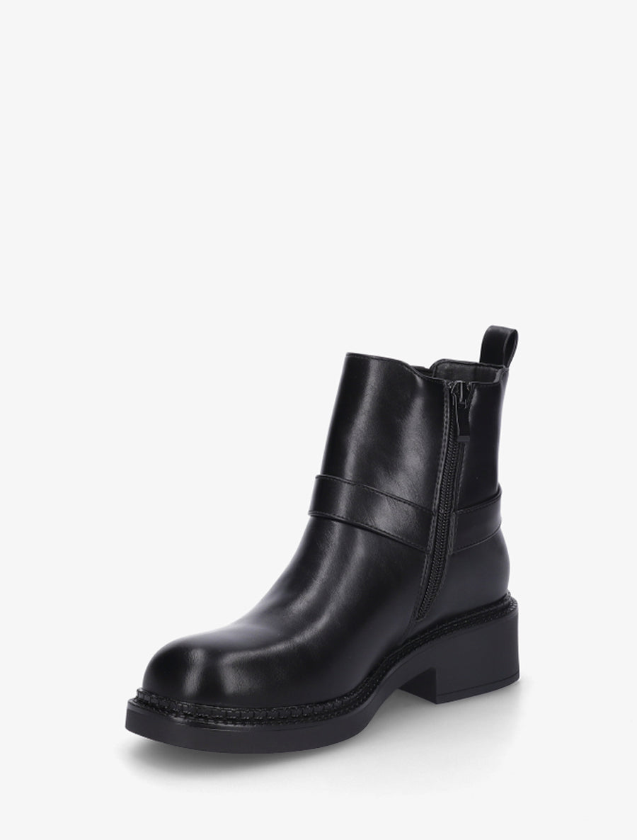 Bottines en simili style chelsea à ceinturon - Noir - 3