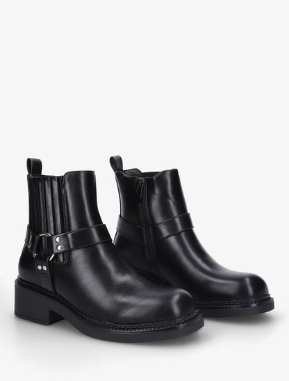 Bottines en simili style chelsea à ceinturon - Noir - 4