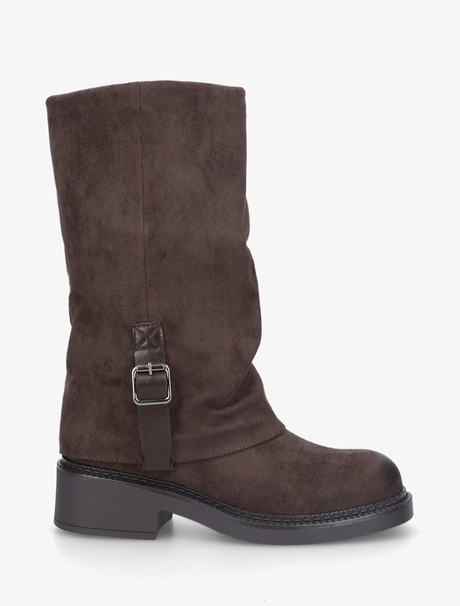 Bottes bimatière à ceinturon - Marron - 1