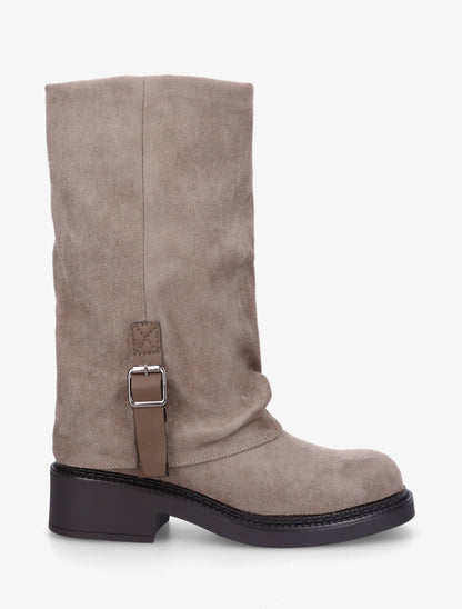 Bottes bimatière à ceinturon - Taupe - 1