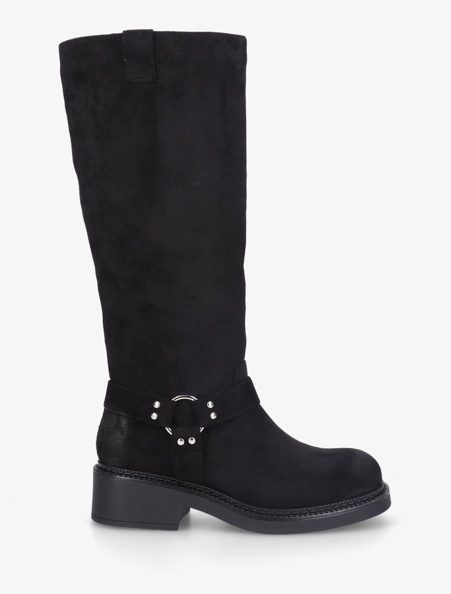 Bottes en suédine à boucle - Noir - 1