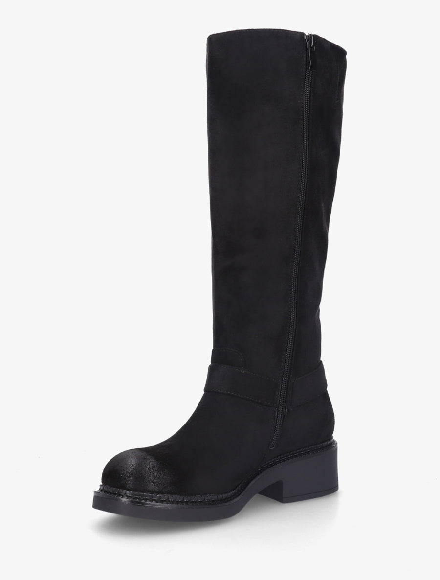 Bottes en suédine à boucle - Noir - 3