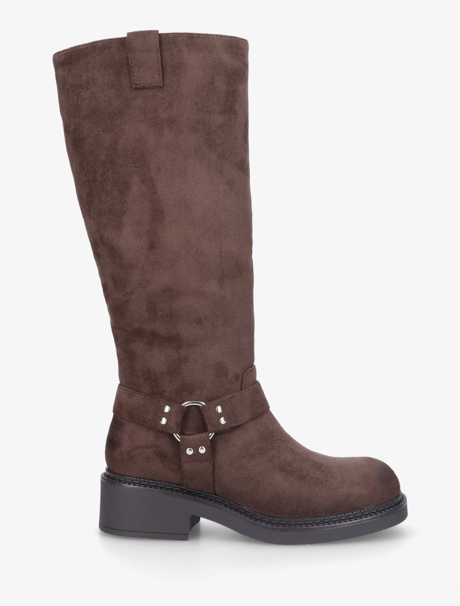 Bottes en suédine à boucle - Marron - 1