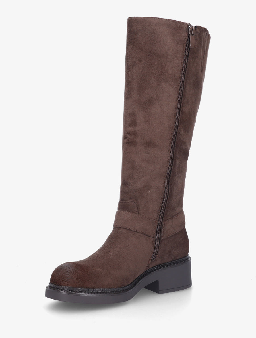 Bottes en suédine à boucle - Marron - 3