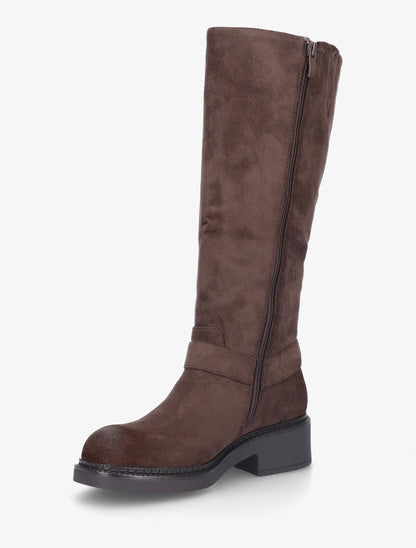 Bottes en suédine à boucle - Marron - 3