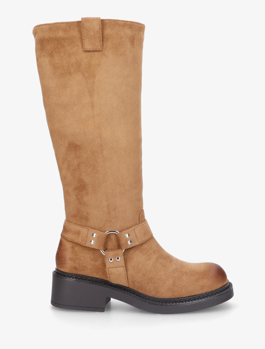 Bottes en suédine à boucle - Camel - 1