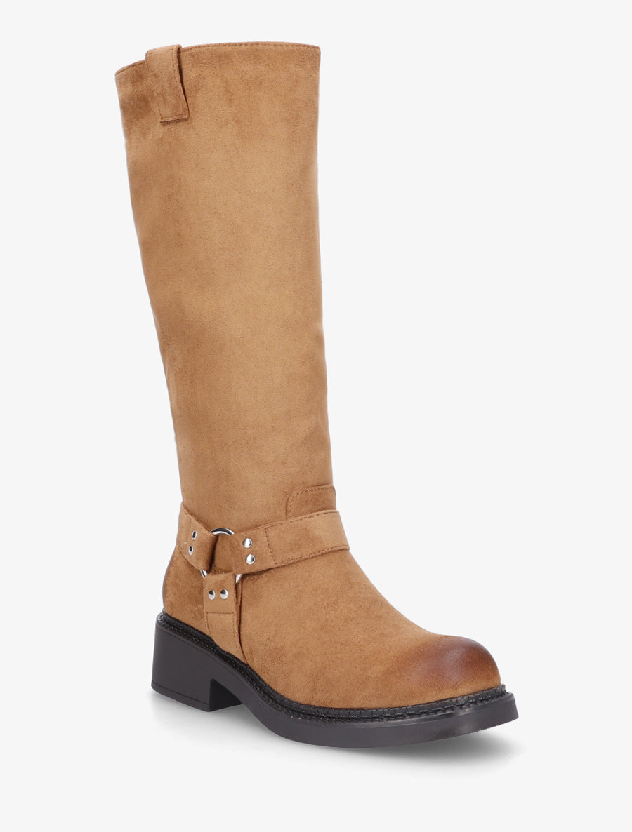 Bottes en suédine à boucle - Camel - 2