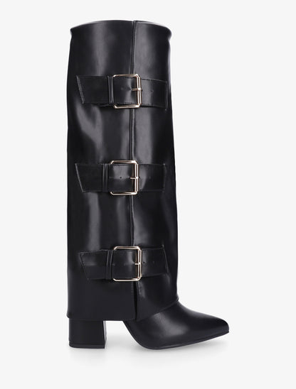 Bottes à revers et triple sangles - Noir - 1