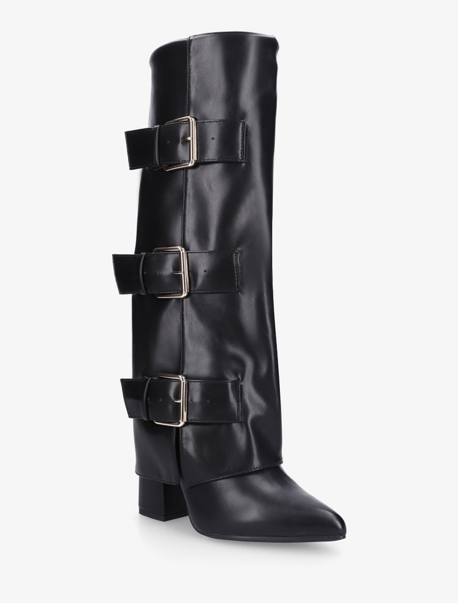 Bottes à revers et triple sangles - Noir - 2