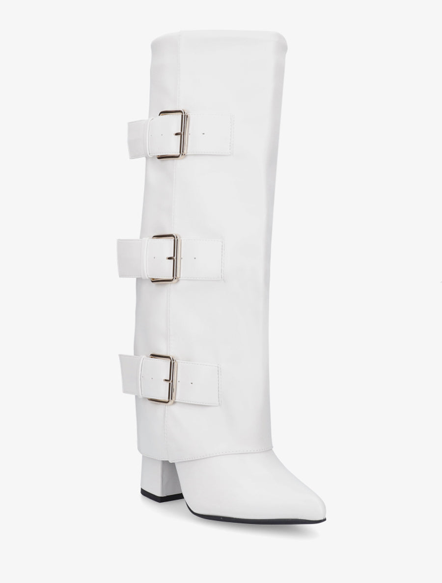 Bottes à revers et triple sangles - Blanc - 2