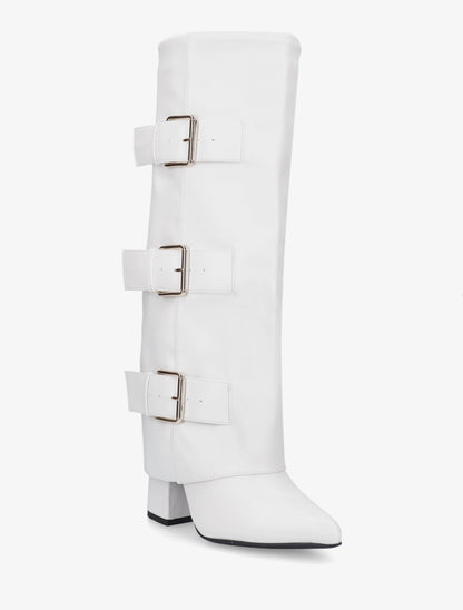 Bottes à revers et triple sangles - Blanc - 2